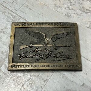 Vintage NRA "America...Founded by Gun Owners" Brass Belt Buckle National Rifle